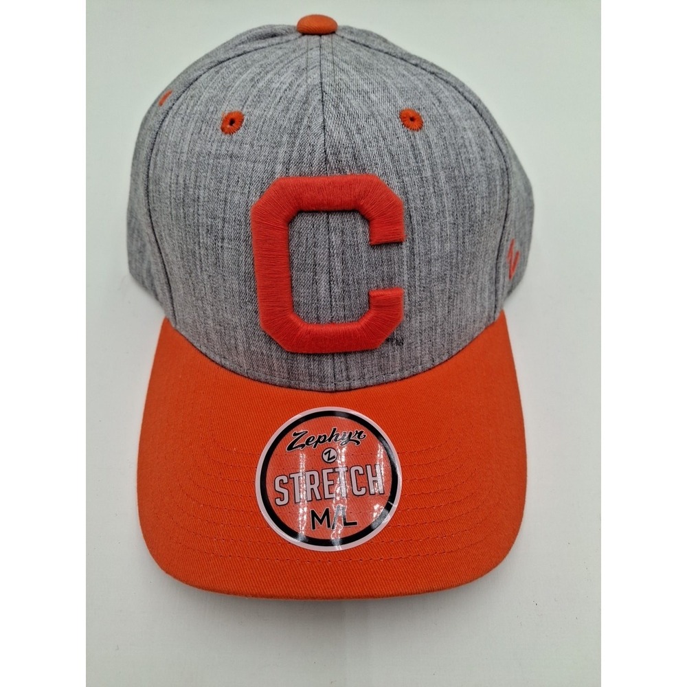 Clemson Tigers Zephyr Oxford Structured Stretch Fit Hat Cap Gray Orange M/L
